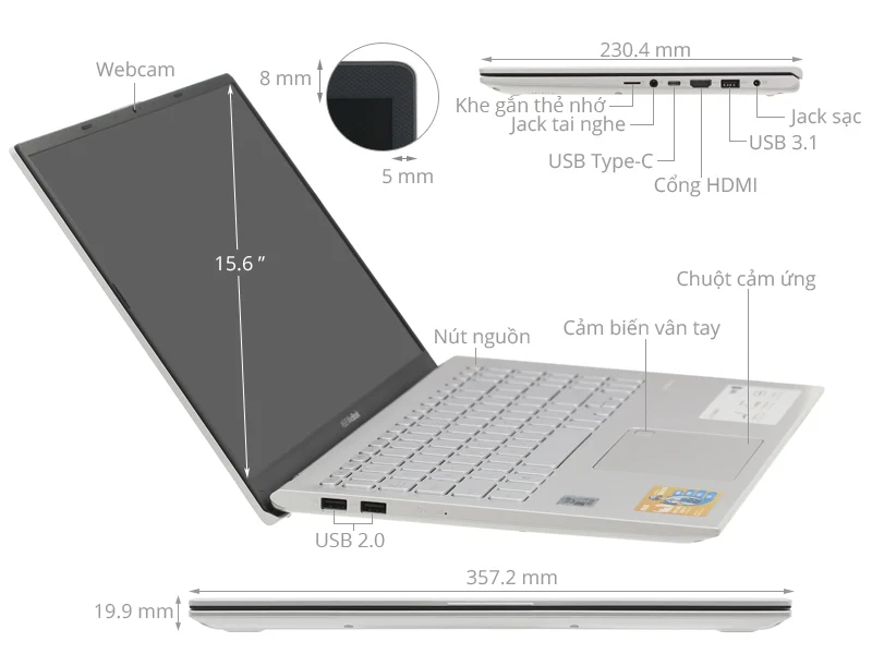 Asus VivoBook A512FA i5 10210U/8GB/512GB/Chuột/Win10 (EJ1734T)